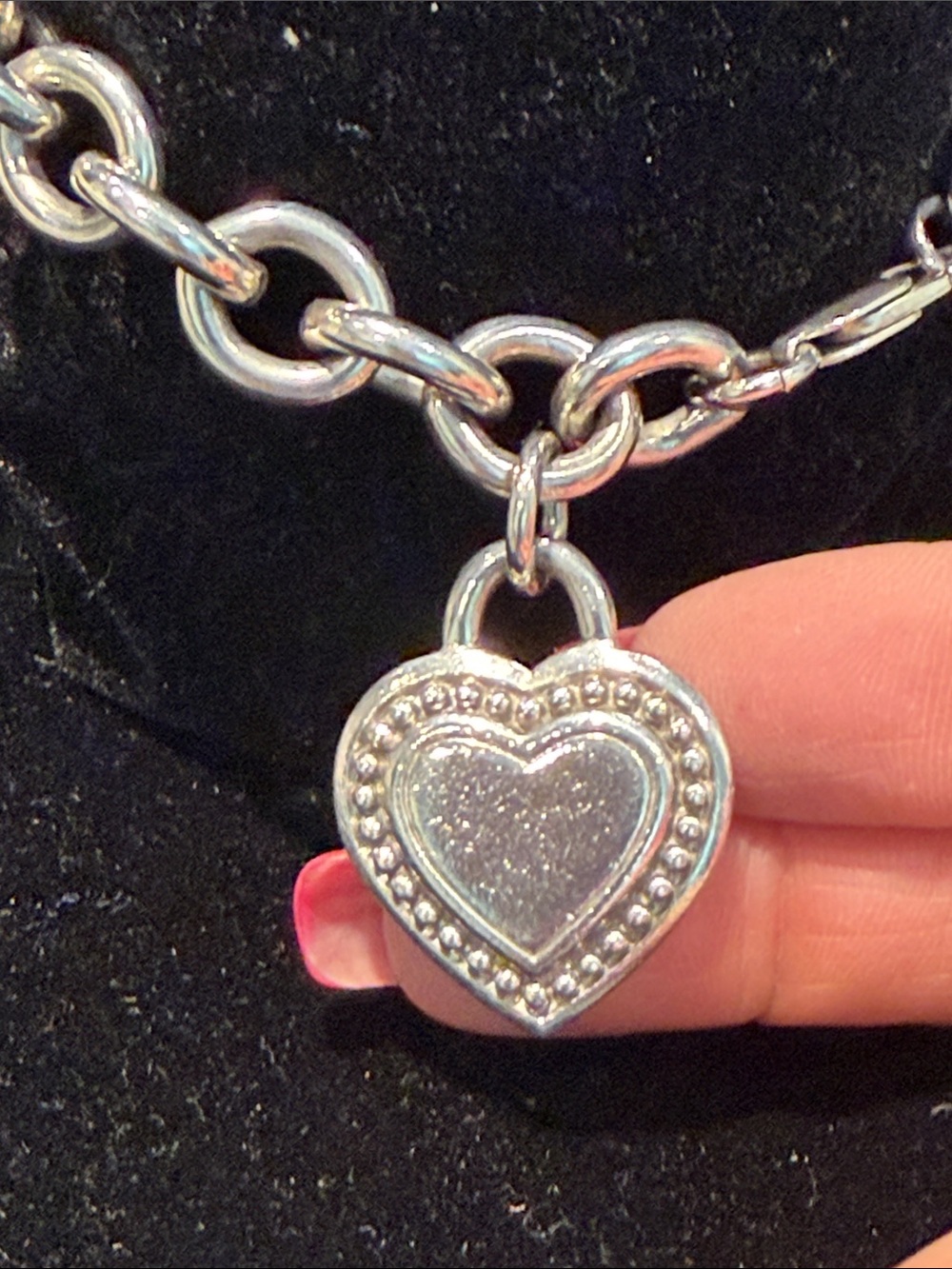 Judith Ripka 925 Silver Heart Charm bracelet